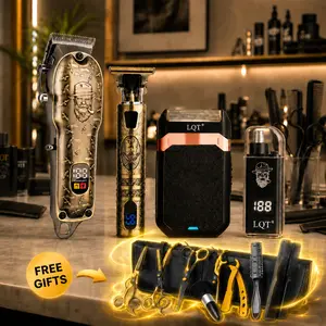 LQT Pro Men's Grooming Kit – 4-in-1 Hair & Beard Trimmer Set with Free Tools, Stainless, Clipper, Cordless, Durable,Haircut, Daily, Smooth, Steel, Gift, Metallic