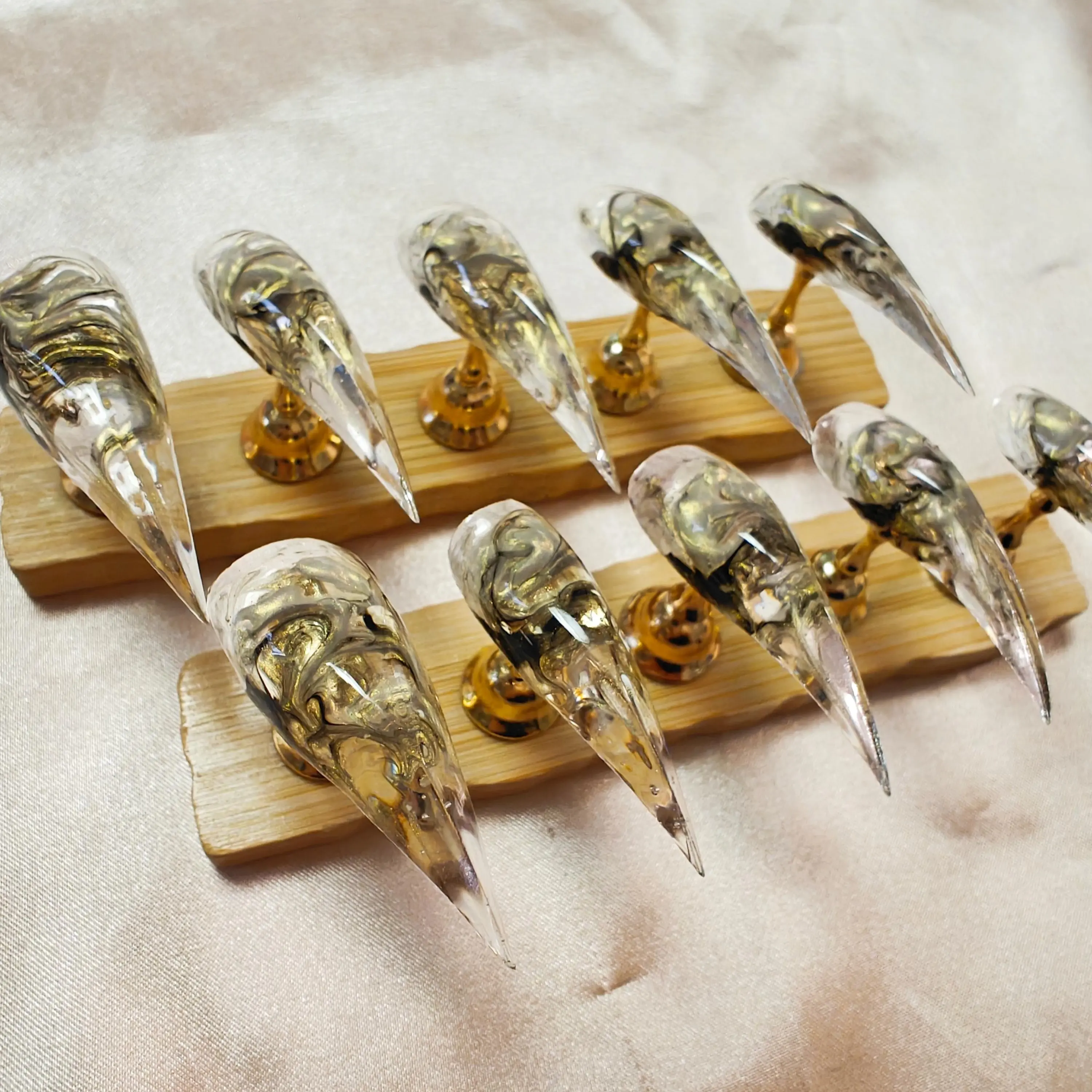JmDrnails Dragon Claw Nails 10 Pcs Handmade Acrylic Press on Nails Holographic Glitter &Salon-Quality Statement Nails