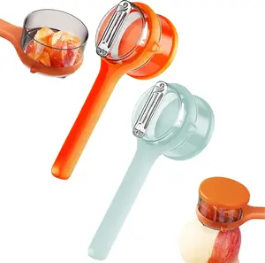 Fruit and Vegetable Peeler with Container – Double-Sided Stainless Steel Peeler for Home Kitchen Prep