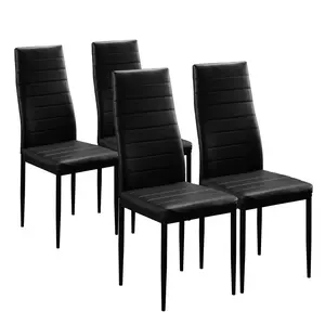 Karl home Dining Chairs Set of 4, PU Leather Balck Kitchen Chairs with Padded High Back & Foot Cap Protection for Dining Kitchen Living Room,300lbs Capacity,Space-Saving