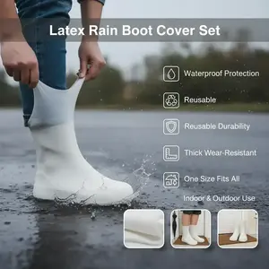 3pcs Outdoor Latex Rain Boots Waterproof Shoe Covers Reusable Durable Thick Wear-Resistant One Size Fits All Home & Outdoor Use