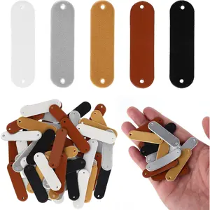 60 count Handmade PU Leather Tags Faux Leather Blank Tags with Holes Leather Tags for Handmade Items Embellishment Knit DIY Accessories for Jeans Bags Shoes Hat