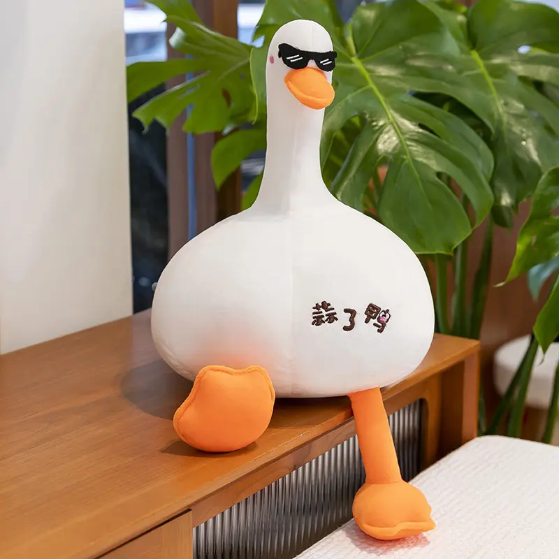 Cross-border cute garlic duck plush toy transformed into a big white goose pillow, high-value sofa cushion stuffed toy