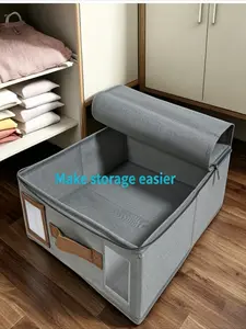 Large Capacity Clothing Storage Box, Zipper Nonwoven Fabric Bed Sheet Organizer, Foldable Clothes Storage Bin, Dust-Proof Wardrobe Organizer