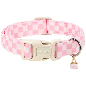 DOGWONG Pink Checked Adjustable Basic Collar - for Small, Medium, Large Dogs (Pet Supplies, Dog Accessories) summerwins