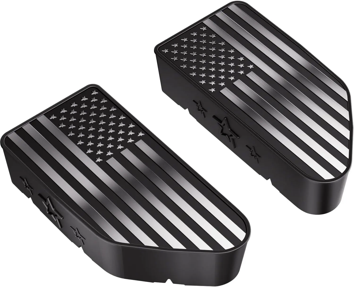 Bed Rail Stake Pocket Covers for GMC Chevy Silverado/GMC Sierra 1500(2019-2024 2025 2026), GMC Sierra 3500HD(2020 2021 2022 2023)/2500, Truck Caps Rear Holes Plugs Covers (Flag(Black/Silver)