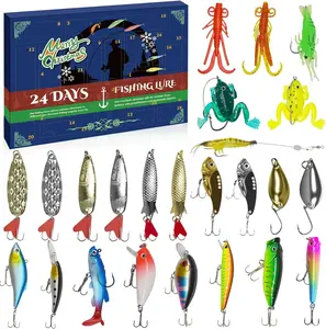 Fishing Advent Calendar 2025 24 Days Lures Set Xmas Countdown Gift for Men Boys Father Brother Fishing Kit