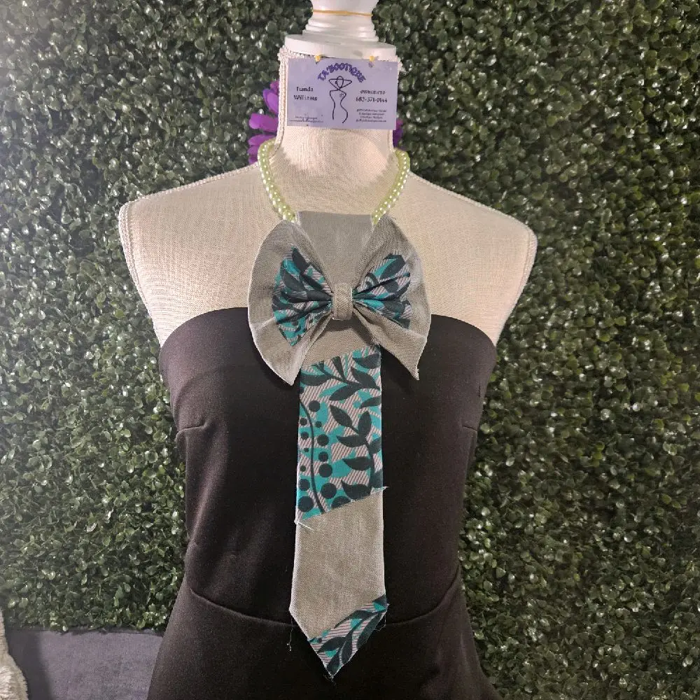Kente cloth embellished tie necklace