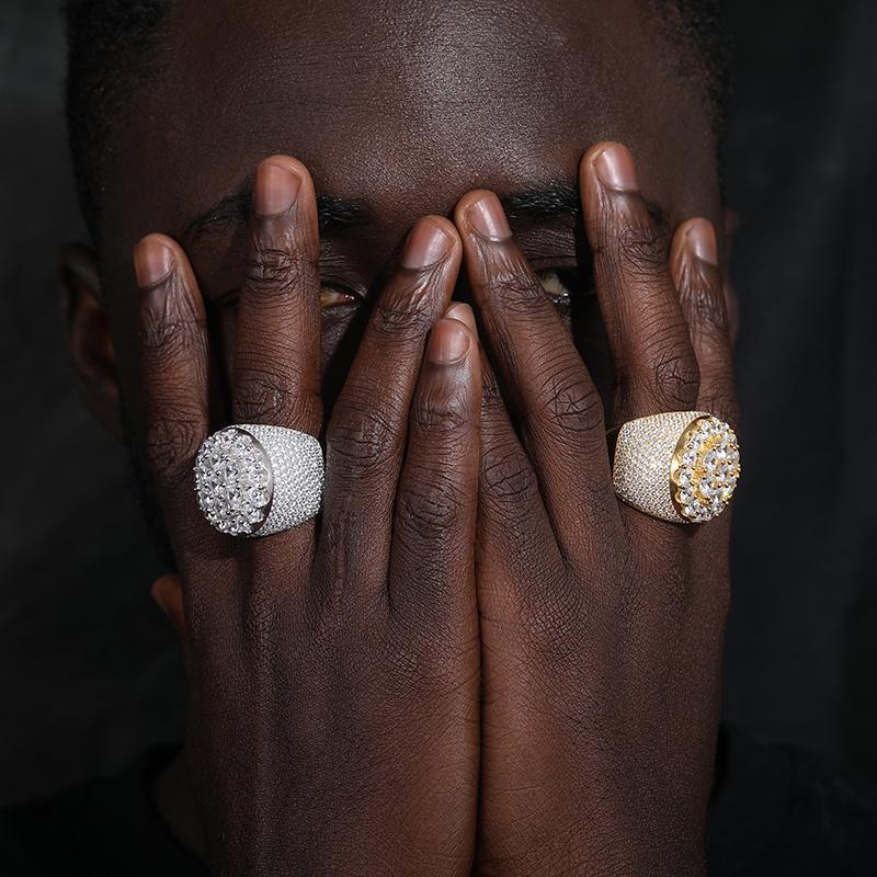 TUHE Unisex luxury Men 925 Silver Ring Moissanite Stone Iced Out Couple Rings For Men Hip Hop Jewelry Gifts