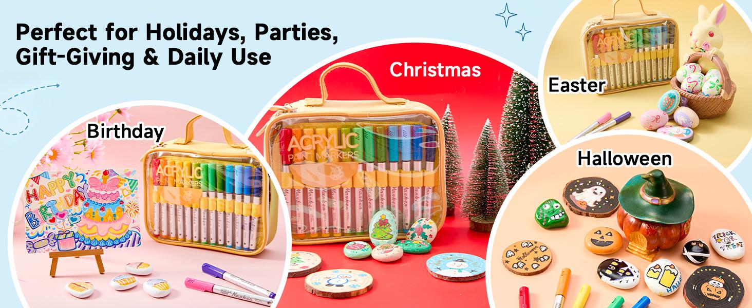 Shuttle Art Automatic Ink Control Acrylic Paint Markers, 26-Color Brush Tip Art Supply for Rock Painting, Crafting Supplies & DIY Painting Projects on Ceramic, Wood, Diy Painting Supplies,back to school,back to school haul