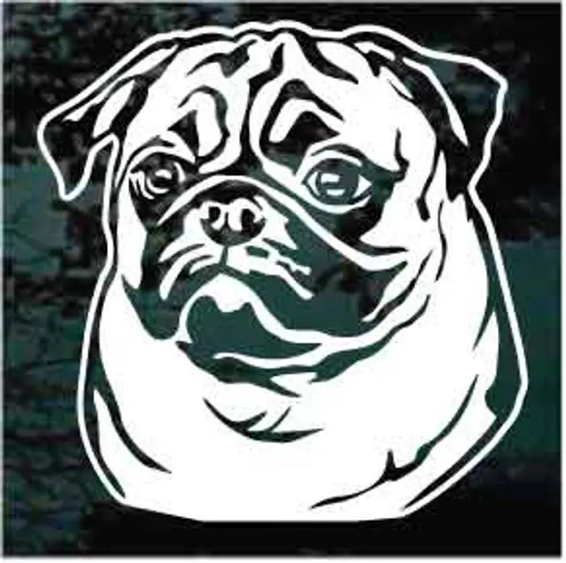 Pug Head Car Window Vinyl Decal Sticker