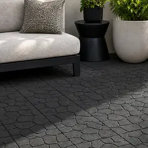 ARCH 12-Inch Interlocking Patio Deck Tiles, 44-Pack Dark Gray Polypropylene Outdoor Flooring, DIY Snap-Together Pavers for Porch, Poolside, Balcony, Backyard, Garage, Easy Install, Weather-Resistant, Drainage Design, Stone Texture
