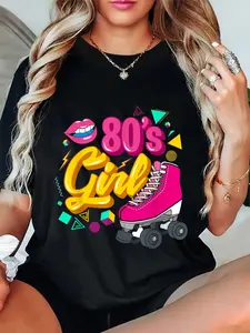 100% Cotton Unisex 80s party theme party outfit costume vintage retro 80's girl T-Shirt