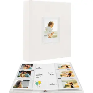 Photo Album for Fujifilm Instax Mini Camera, 180 Pockets Photo Album with Writing Space for Polaroid, Leather Cover, 2x3 Photo for Instax Mini 12 11 9 40 8 7 LiPlay Instant Camera, White