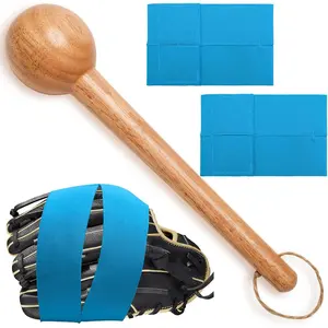 Baseball Glove Break in Kit, - Solid Wooden Baseball Glove Mallet and Three Colors Glove Wrap Straps for Baseball Glove and Softball Glove, Fit Adult Youth  Catcher Mitt