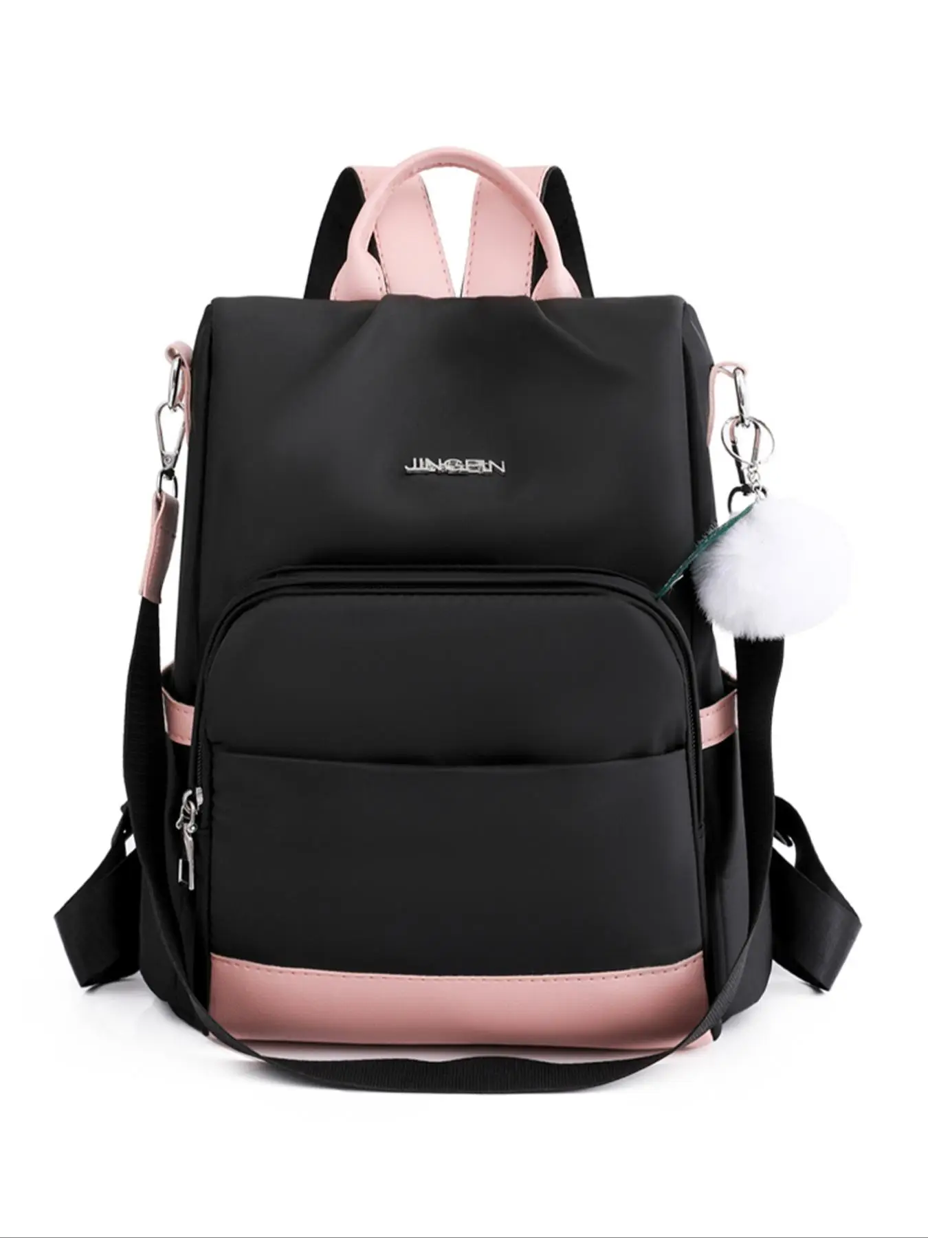 Fashion Letter Patched Design Backpack, Simple Plain Large Capacity Travel Backpack, Student School Bag, Anti-theft Backpack, Convertable Shoulder Bag