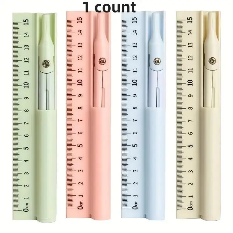 3 in 1 Compass & Ruler & Pencil Set, 1 Count Portable Measuring Tool Art Drawing Compass, School Supplies for Students & Artists, Multifunctional Stationery, Measuring Instrument