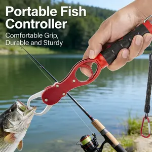 Lightweight Alloy Fish Gripper, Curved Jaws for Perfect Alignment, Anti-Slip Eva Handle, 10kg Scale for Accurate Weighing