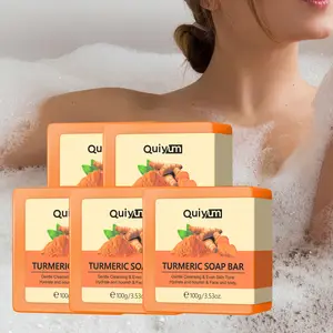5pcsHandmade Turmeric Acne Care Soap, Natural & Organic Handmade Comfort Soap for Body & Face, Exfoliating & Nourishing Soap for Daily Use, Natural Turmeric Bar Soap,Skincare Products