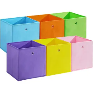 Set of 12 Collapsible Cube Storage Bins, 10.2" Fabric Storage Boxes with Handles, Foldable Organizer for Closet, Shelf, Kids Room, Living Room & Bedroom - Colorful Fabric Storage Bins