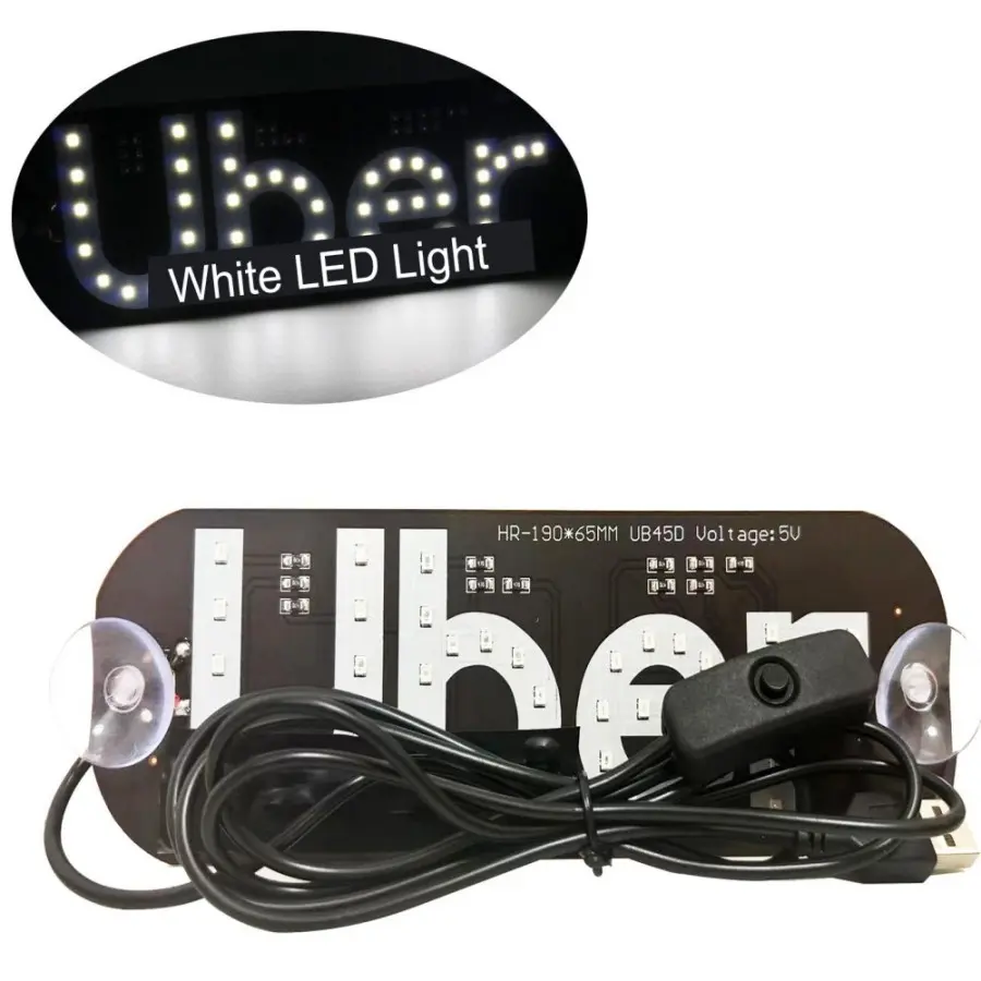 Uber LED Taxi Light Sign – Dual lyft Color Blue & Pink, USB Powered with On/Off Switch, Suction Cup Mount for Windshield