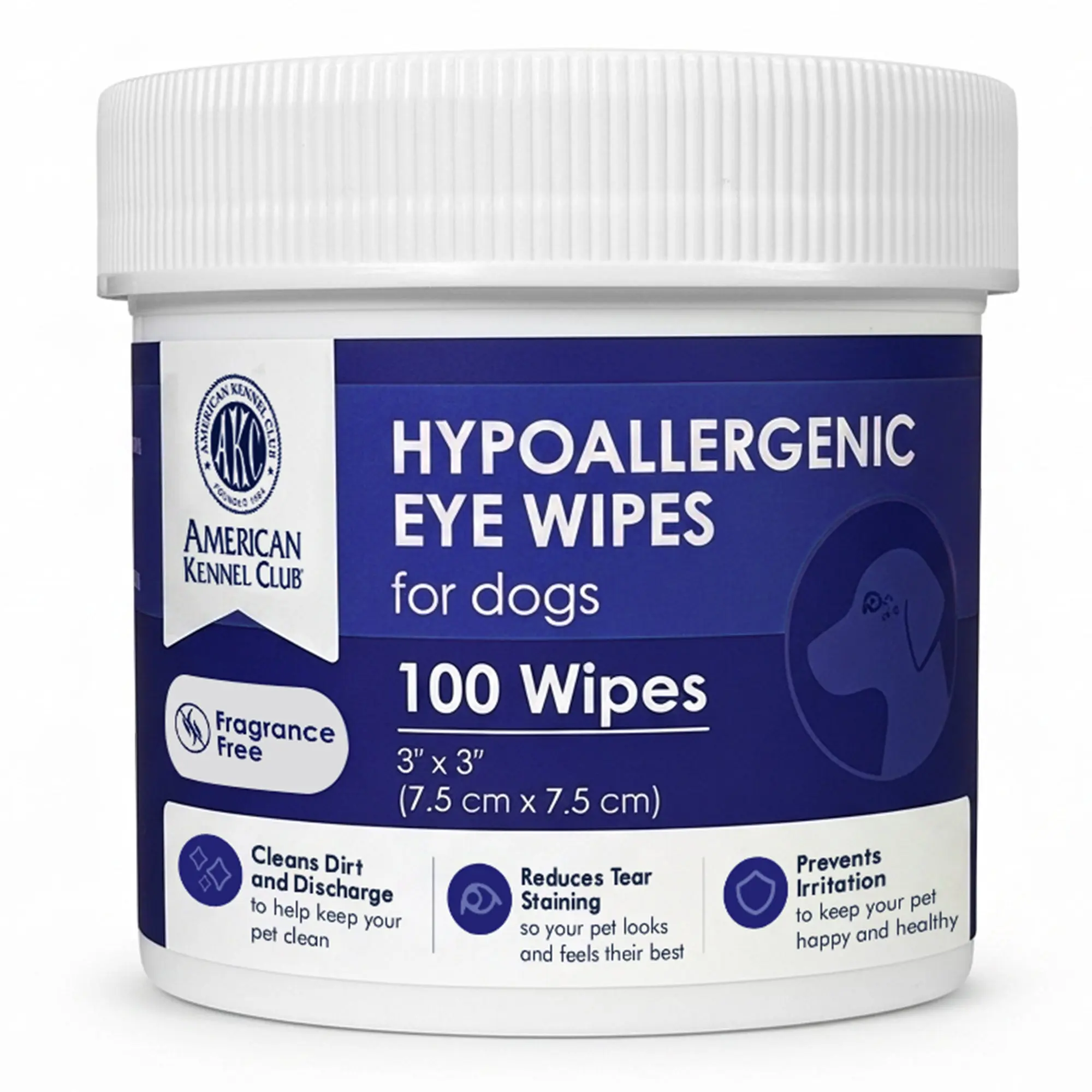 American Kennel Club Unscented Pet Eye Wipes for Dogs & Cats, Gentle Tear Stain Remover