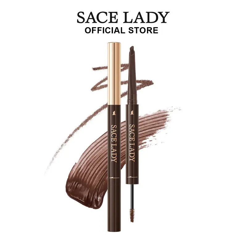 SACE LADY Eyebrow Pencil & Gel 2-in-1 Dual-Ended Brow Pen for Fuller, Fluffy, Precise Brows. Waterproof, Long-Lasting, Sweatproof Makeup Cosmetic Stick, 02 Light Brown.