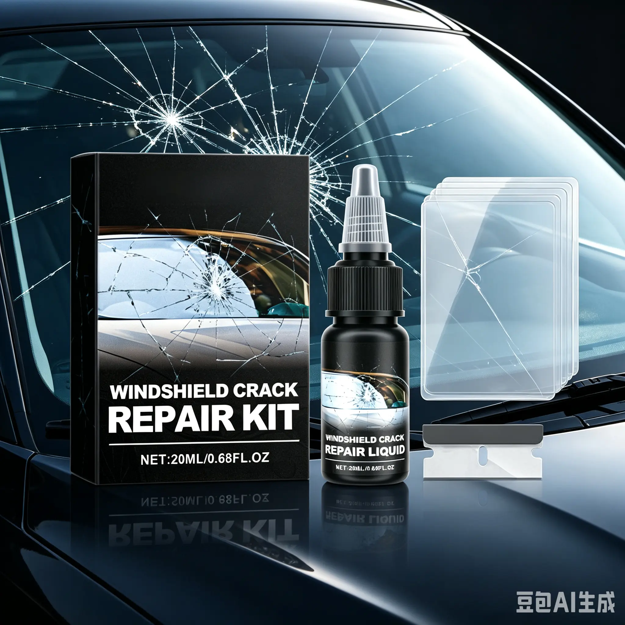 Nano Windshield Repair Kit, Invisible Glass Crack Fix, Prevents Spreading, Easy to Use No Drilling, Crystal Clear Finish, 4th of July Pre-Road Trip Car Safety 2026, Summer Car Glass Care, Quick DIY Windshield Repair Fluid