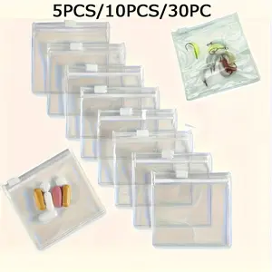 5Pcs/10Pcs/30Pcs Slide Lock Clear Mini Pill Pouch Bags, Reusable Zipper Bags, Waterproof Medicine Organizer for Pills, Vitamins, Supplements, Travel-Friendly