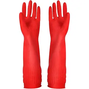 Rubber Cleaning Gloves Kitchen Dishwashing Glove 3-Pairs, Reuseable.(Small)