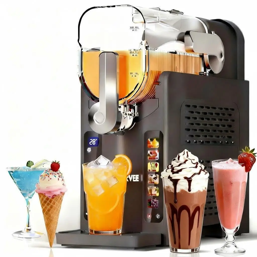Slushie Machine for Home No Ice Needed, Frozen Drink Maker with LED Display & 6 Pre-Set Programs, 70 oz Large Capacity for Frozen Margaritas,Frappés,Ice Cream, Dark Gray