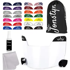 Football Visor with Anti-Fog Clear Shield, 15 Stickers & Storage Bag | Scratch-Resistant, Polycarbonate, Anti-Reflective, Durable & Easy to Install | Universal Fit for Youth & Adult Helmets Protective Gear