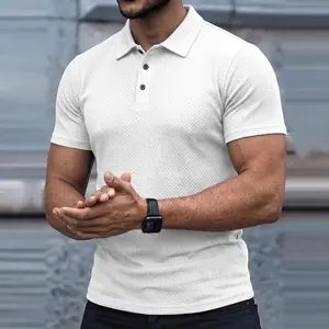 Men's Polo Shirt Slub Cotton Textured Fabric Casual Short Sleeve Polo for Men, Lightweight Breathable Summer Shirt for Business Casual, Golf, Office, Daily Wear