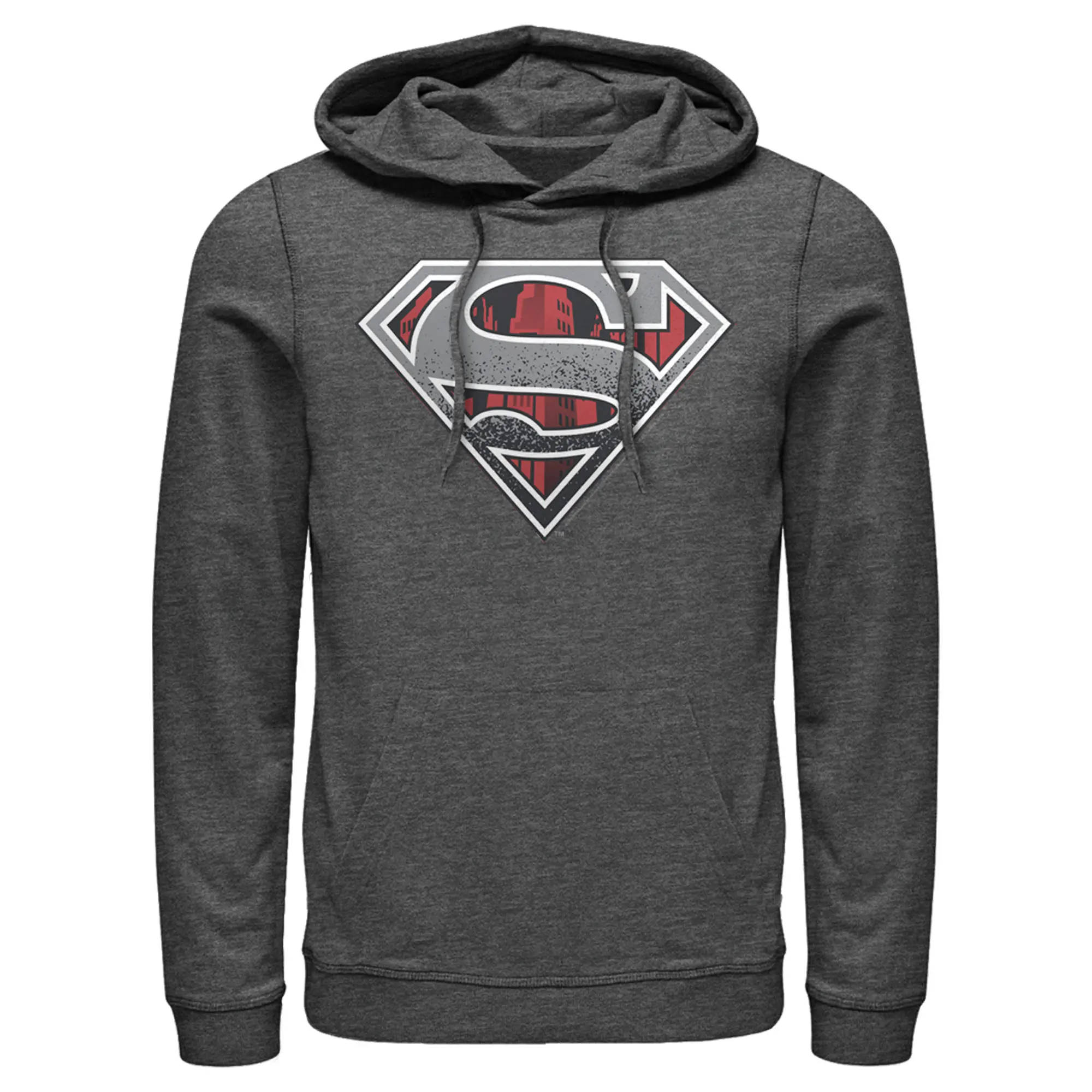 Men's Superman Logo Grunge Pull Over Hoodie