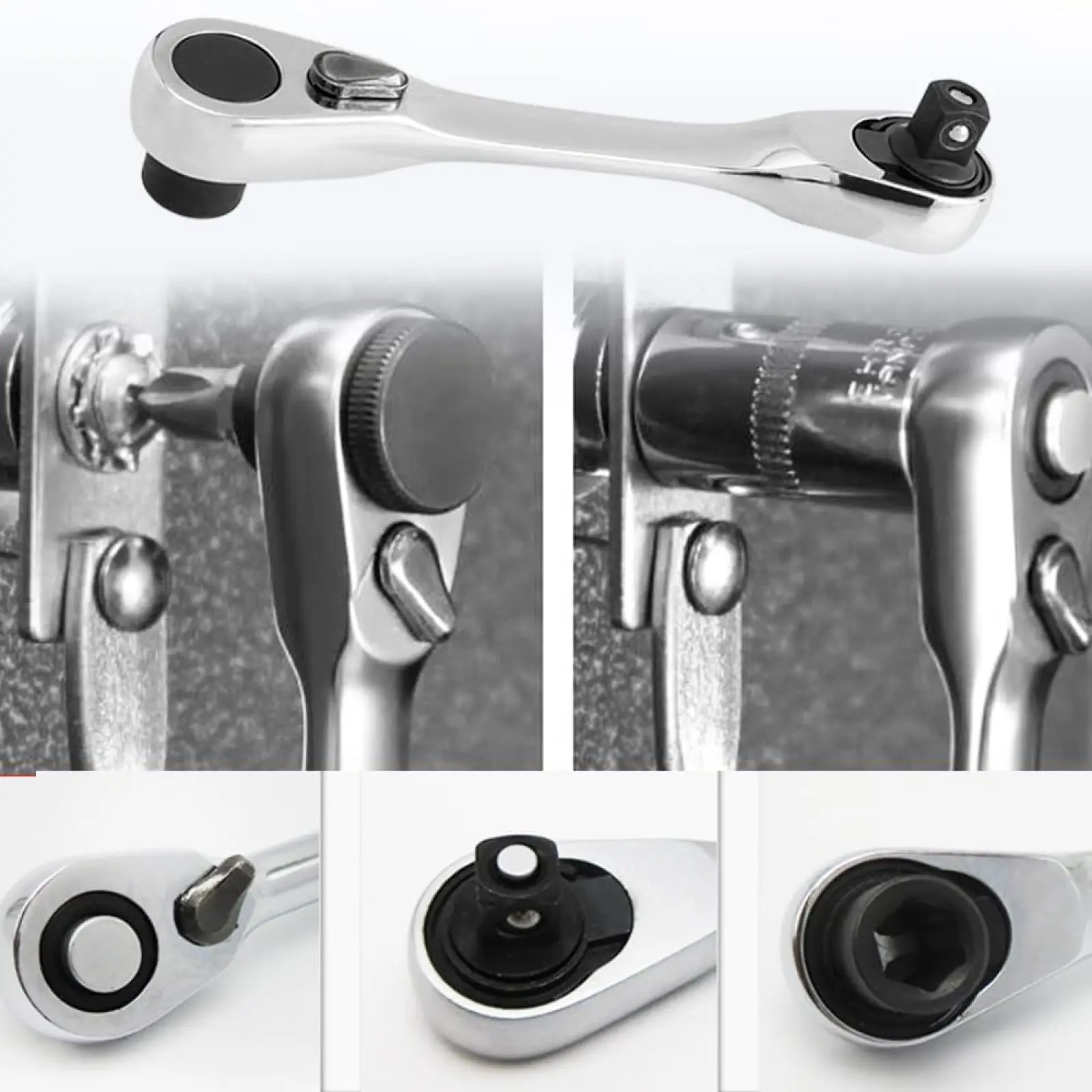 Silver Ratchet Wrench 1/4 Inch Mini Double Headed 72 Tooth Drive Socket (Bits Not Included), Ratchet Set Rotator Practical Accessories Tool, 5 Degrees Quick Install Release Silver Ratchet Wrench 1/4 Inch Mini Double Headed 72 Tooth Drive Socket (Bits Not Included), Ratchet Set Rotator Practical Accessories Tool, 5 Degrees Quick Install Release