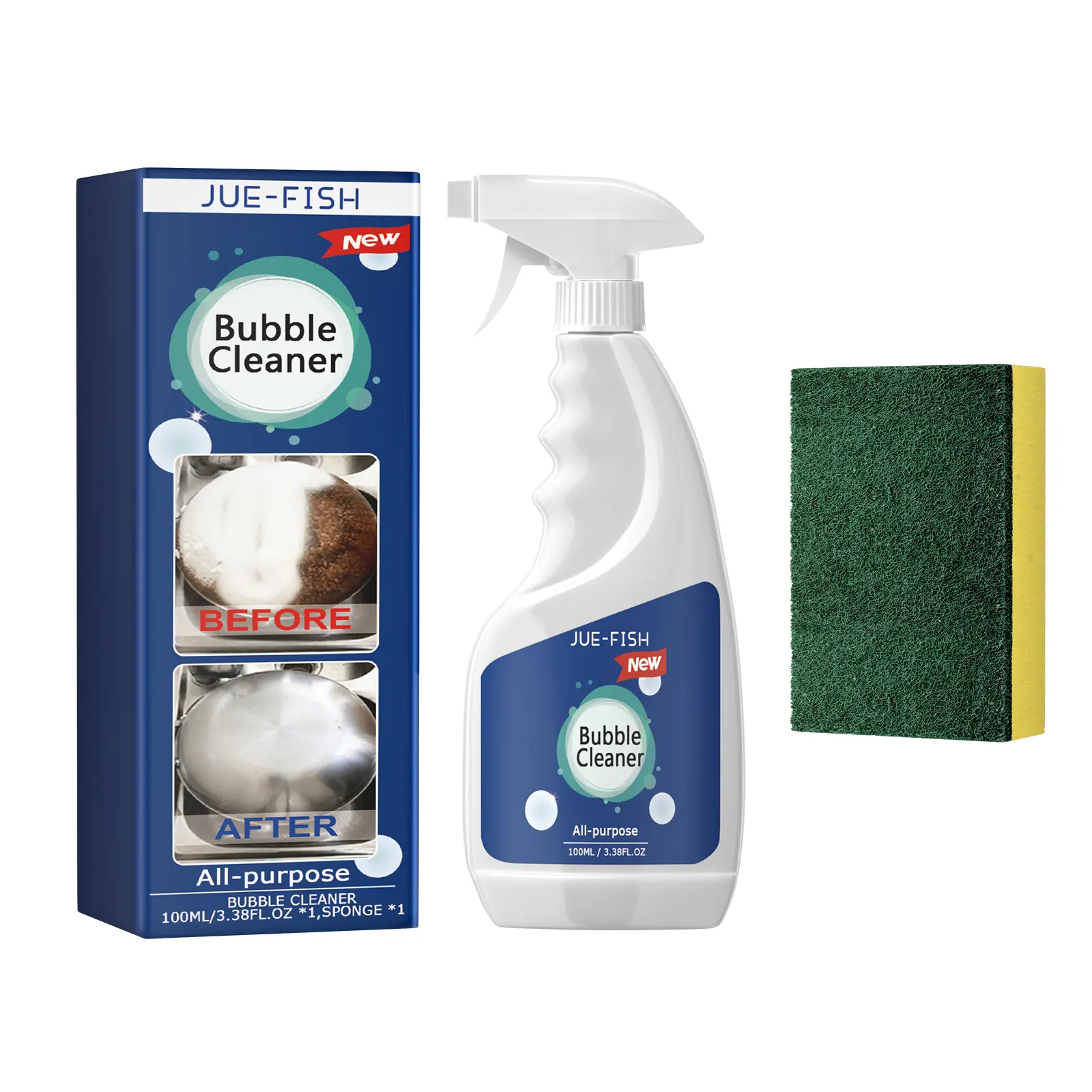 Jue-Fish Foam Grease Cleaning Spray - Home Care Household Cleaner for Range Hoods, Stoves, Kitchen Utensils