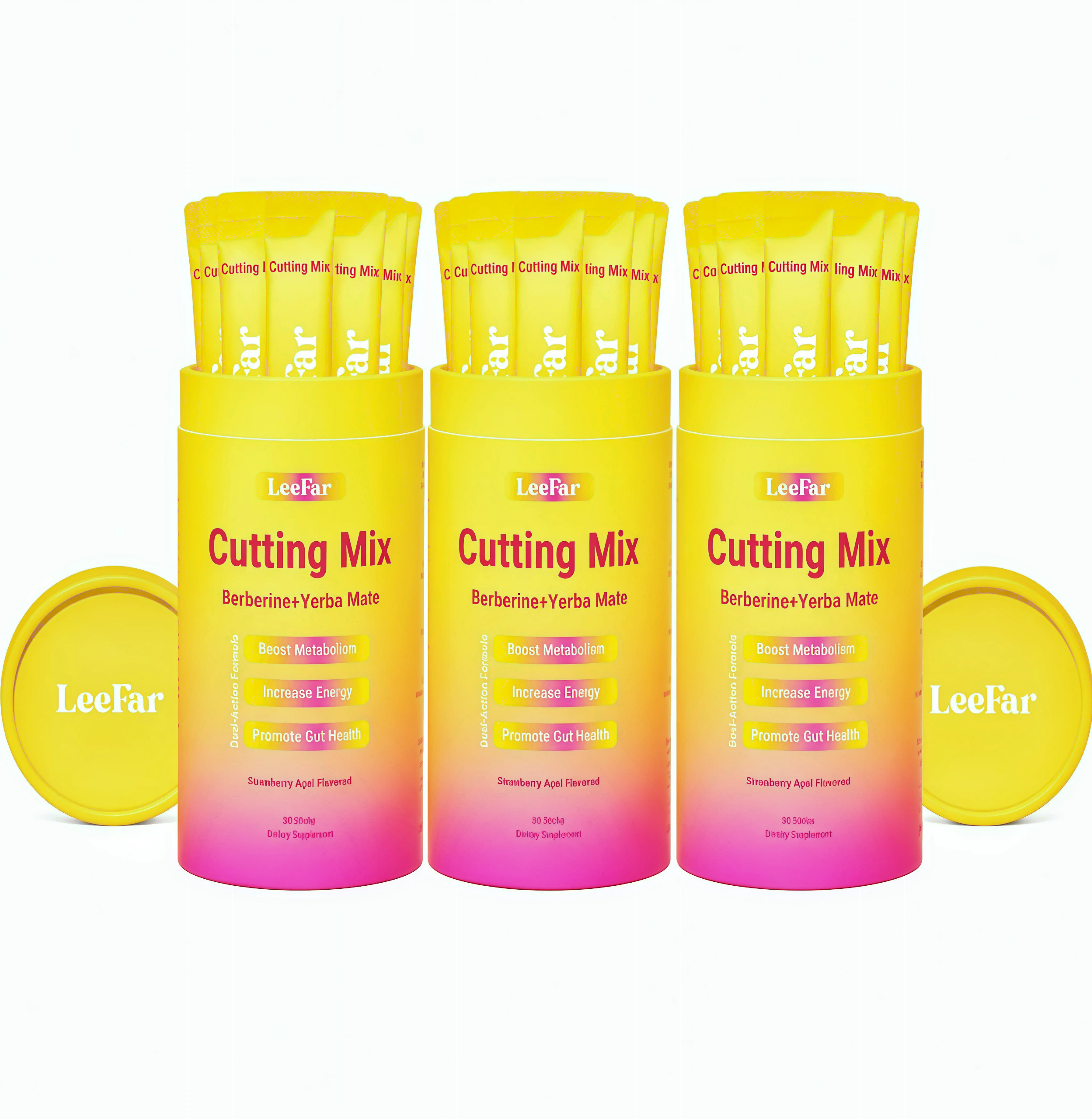 3 Pcs LeeFar Cutting Drink Mix – | FD Strawberry Açaí Flavor – | (30 Servings)