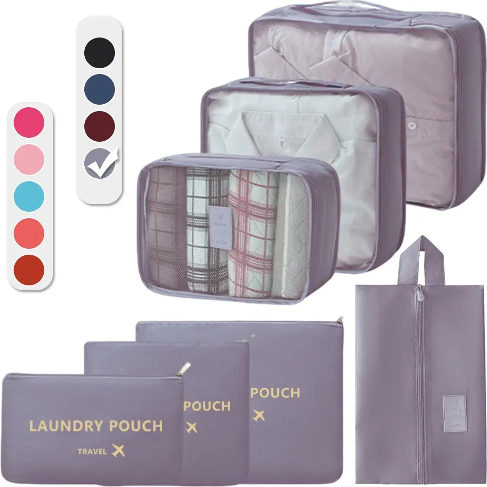 7pcs/12pcs Packing Cubes for Suitcases, Travel Luggage Packing Organizers, Travel Clothes Organizer, Essential Travel Accessories with Shoe/towel Laundry Bags, Travel Organizer Set, Luggage Organization