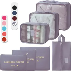 7pcs/12pcs Packing Cubes for Suitcases, Travel Luggage Packing Organizers, Travel Clothes Organizer, Essential Travel Accessories with Shoe/towel Laundry Bags, Travel Organizer Set