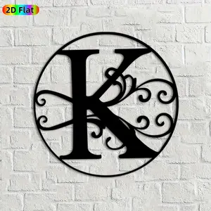 1pc Monogram K Metal Wall Art, Elegant Monogram K Statue Mural, Ideal Gift for New Year, Christmas, Monogram Decor Enthusiasts, Rust-Resistant Metal Wall Decor Wall Sculptures, Perfect for Living Room Wall & Garden Fence, Stylish Home Decor Accent