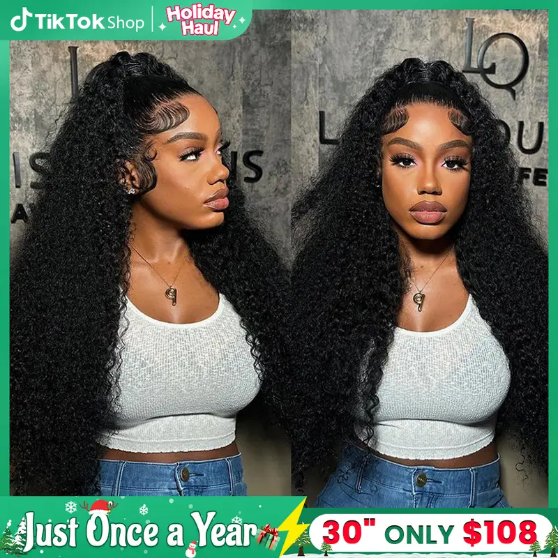 Bling Hair Lace Frontal Wigs Kinky Curly 13x4 13x6 Hd Transparent Lace Front Real Human Hair Wig Pre Plucked 4x4 Lace Closure Wig For Women 30 32 Inch TikTokShopHolidayHaul