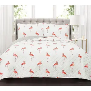 Kelly Flamingo 3-Piece Full/Queen Quilt Set byLush Decor