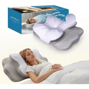 Talc-Free Cervical Memory Foam Pillow for Neck and Shoulder, Butterfly-Shaped Ergonomic Breathable Pillow for Side Back Stomach Sleepers with Pillowcase, Skin-Friendly Fabric