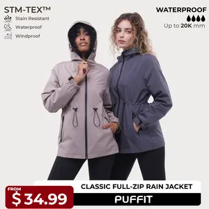 PUFFIT STM-TEX Waterproof Lightweight Hoodie Jacket,Women's Warm Full Zip Rain Coat Adjustable Waist & Hood & Cuff Design Comfort Casual Inner Pocket,Out Door,Shell Jacket,Spring Jacket,SpringStateme,Windbreaker,Dog Walking,School Running,Football Mum