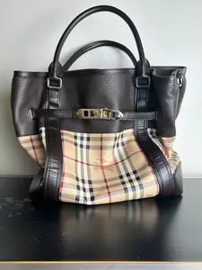 Pre-owned Canvas Shoulder Bags Burberry Haymarket Check tote bag