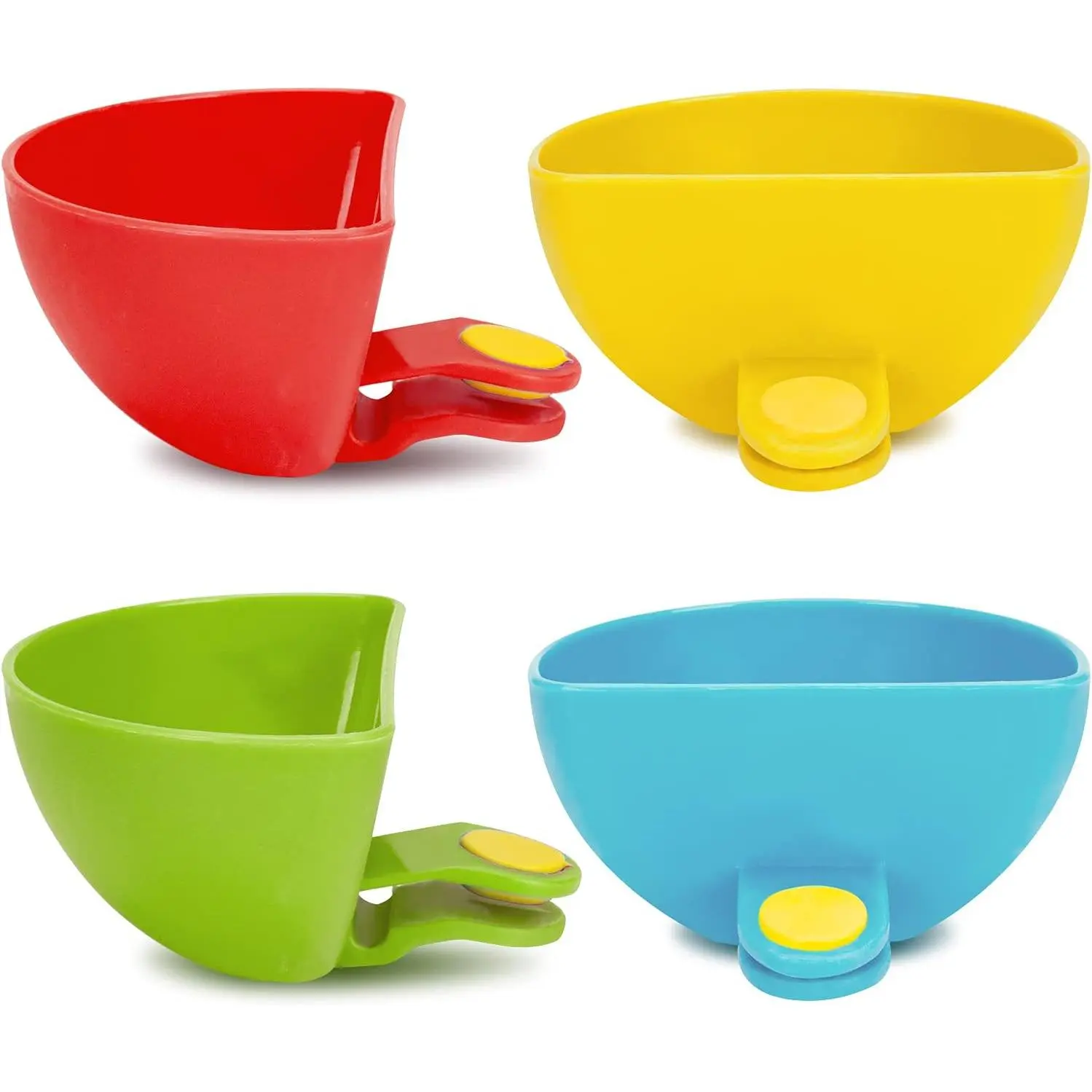 Dip Clip for Bowls Plates 4 count Plastic Dip Clip Bowl Plate Holder Chip and Dip Serving Set Sauce Holder for  Tomato Sauce Salt Veggie Vinegar Ketchup Chips (4 Colors)
