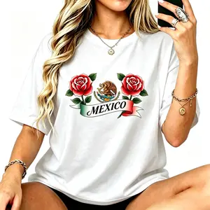 Kids T-shirt Featuring Eagle and Rose Graphic with Mexican Flag Design for Boys and Girls Short Sleeve Casual Style Ideal for Latina Pride and Gift Giving trendy shirt