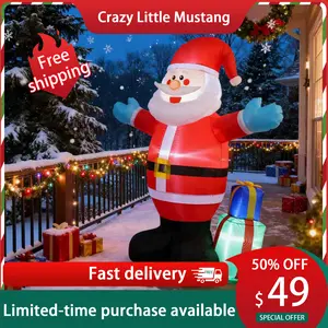 5ft Inflatable Santa Claus Decoration with 2 x 1.6-meter String Lights & Two Gift Boxes for Indoor Outdoor Tree Ornament
