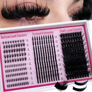 4 IN 1 Lash Clusters 200D/160D/120D/100D80D/60D Long 6-20mm Lash Spikes lower eyelashes Reusable Bottom Lashes Eyelash Clusters D Curl Eyelash Volume Individual Lashes DIY Spiky Lash Extension Manga Cluster Eyelash Extensions Mink Strips Lashes Thick