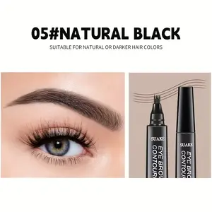 Water-Resistant Eyebrow Pen, Microblading Pencil Featuring a Four-Pronged Tip for Naturally Styled Brows (NATURAL BLACK) Tool